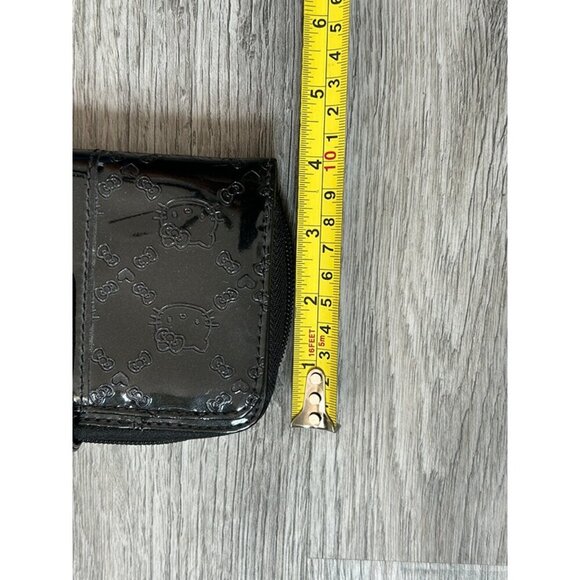 Hello Kitty Womens Black Shiny Patent Zip Around Embossed Loungefly Wallet - Picture 13 of 13